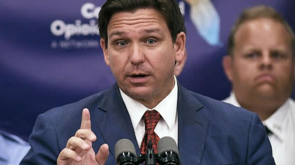 PHOTO: Florida Gov. Ron DeSantis speaks at a press conference on Aug. 3, 2022 in Rockledge, Fla. (SOPA Images/LightRocket via Getty Images)