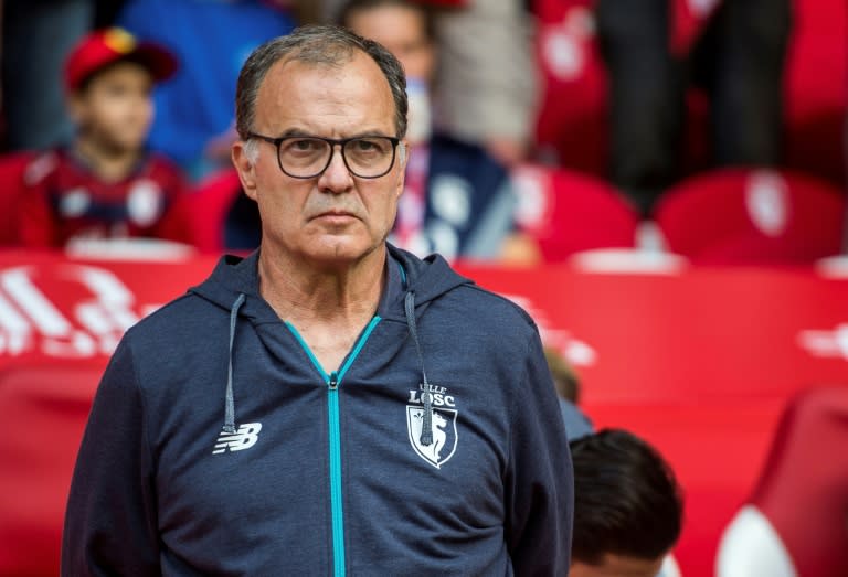 Lille's Argentinian head coach Marcelo Bielsa, pictured on August 5, 2017, experienced his first defeat with the team, as Lille lost two players to injury early in the game and suffered a 0-3 loss to Strasbourg