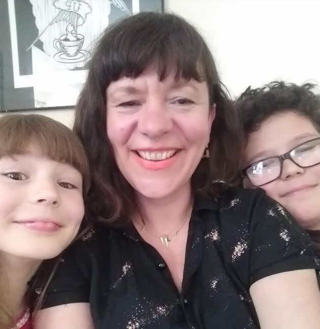 Kerry Mead with her son Sam, 11 and daughter Ruby, eight