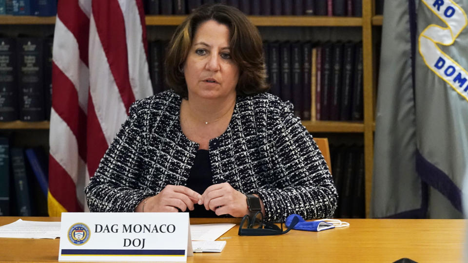 Deputy Attorney General Lisa Monaco delivers opening remarks at a meeting with federal and local law enforcement to discuss their work on the recently announced firearms trafficking strike forces, Wednesday, Aug. 4, 2021, in New York. (Richard Drew/AP Photo)