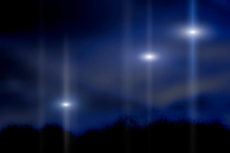 Photo depicting unidentified objects in the night sky.