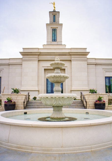 The Oklahoma City temple for the Church of Jesus Christ of Latter-day Saints is shown in this photo shortly after a major renovation project was completed there in 2019.