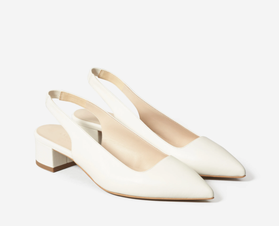 The Editor Slingback Heel in Bone. Image via Everlane.