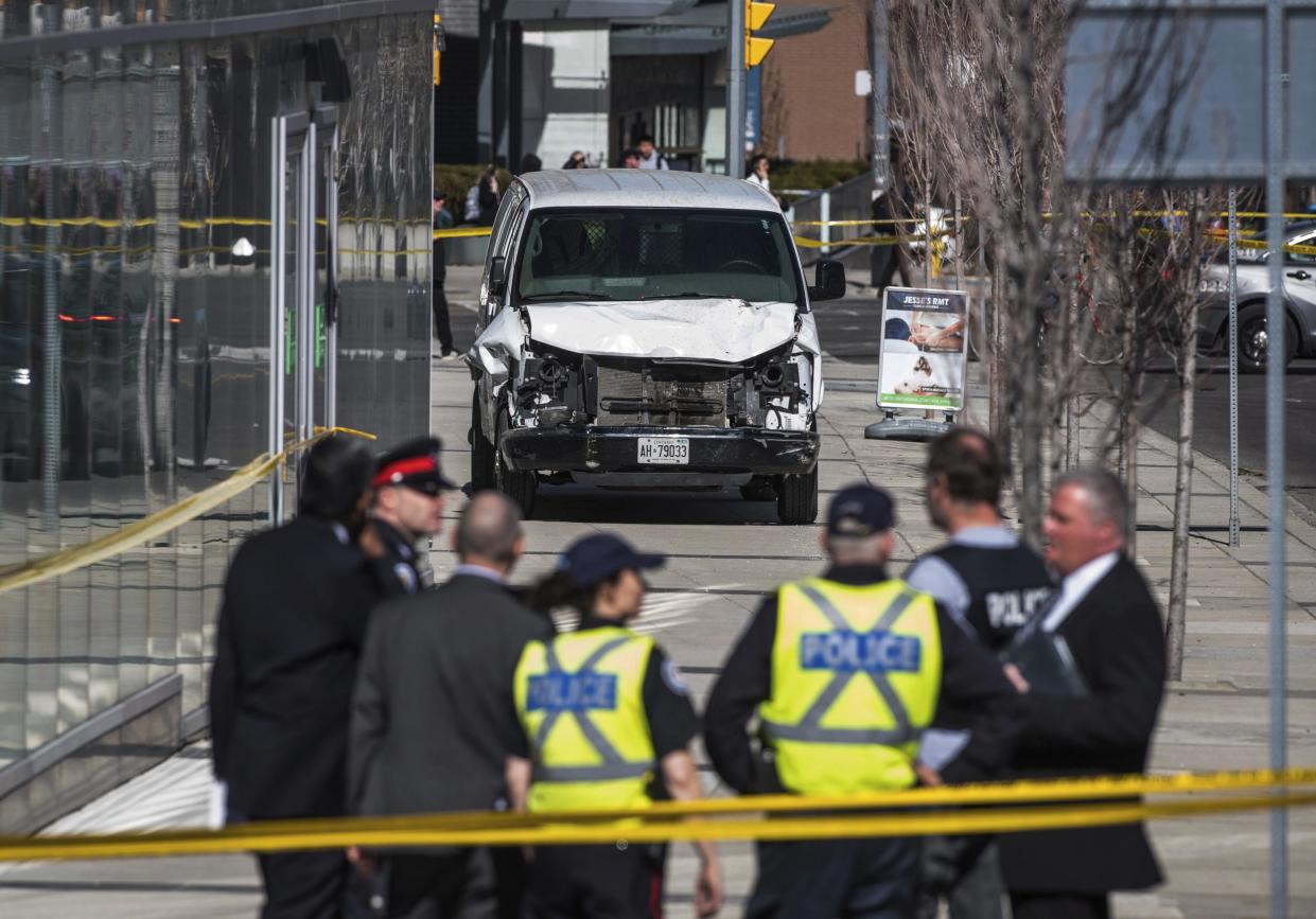 The van used was recovered near the scene in Toronto: AP