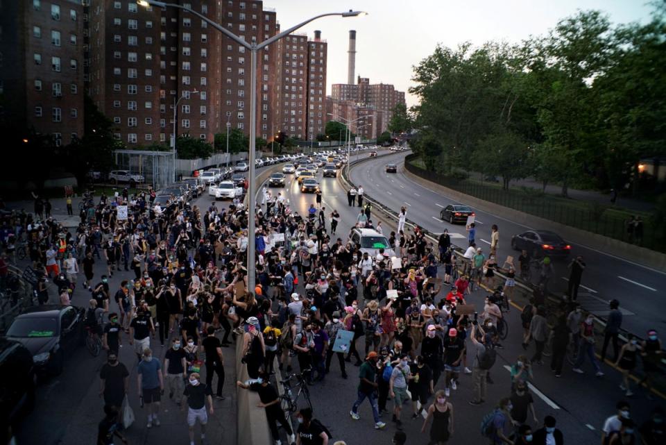 Demonstrators try to block a freeway during a protest against the death in Minneapolis police custody of George Floyd, in the Manhattan borough of New York City, New York (REUTERS)