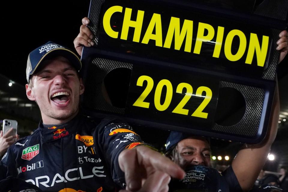 Max Verstappen’s second F1 world title was eventually confirmed after confusion in Suzuka (AP)