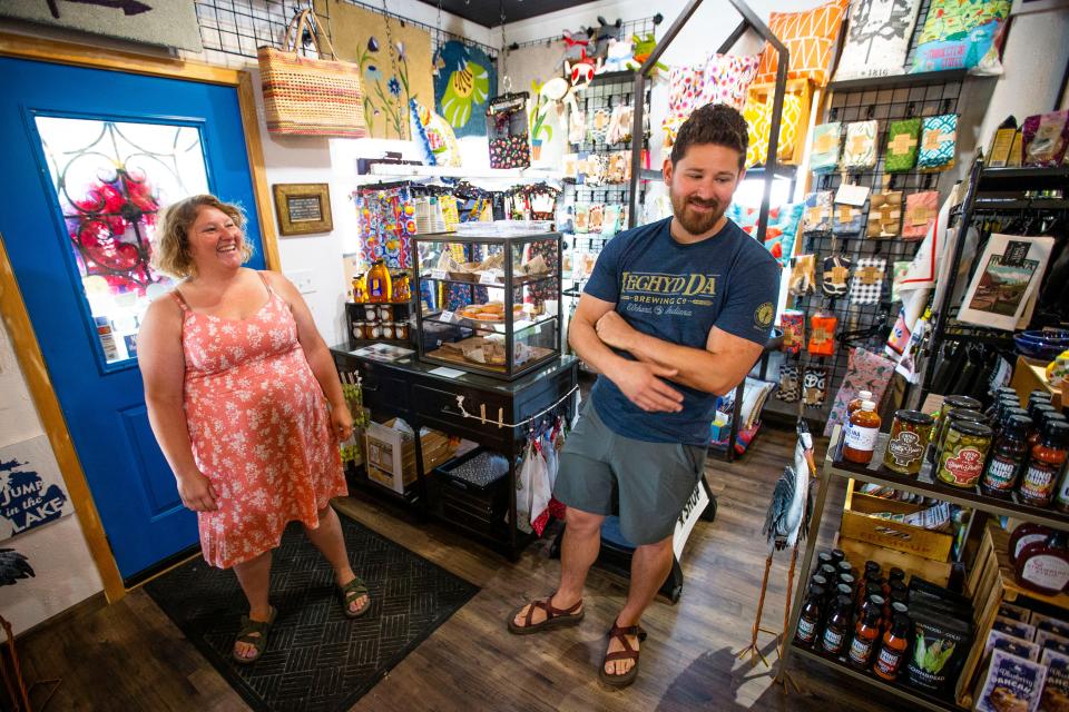 Lindsay Vest and Clark Richardes talk about the upcoming Third Thursday in the Mish event Monday at their shop, InRugCo Studio and Gift Shop, on Monday, June 13, 2022, in Mishawaka.
