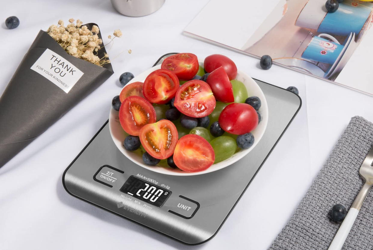 Weigh to go: The Etekcity is one of Amazon's bestselling kitchen scales. (Photo: Amazon)