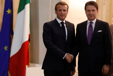 French President Emmanuel Macron and Italian Prime Minister Giuseppe Conte meet in Rome