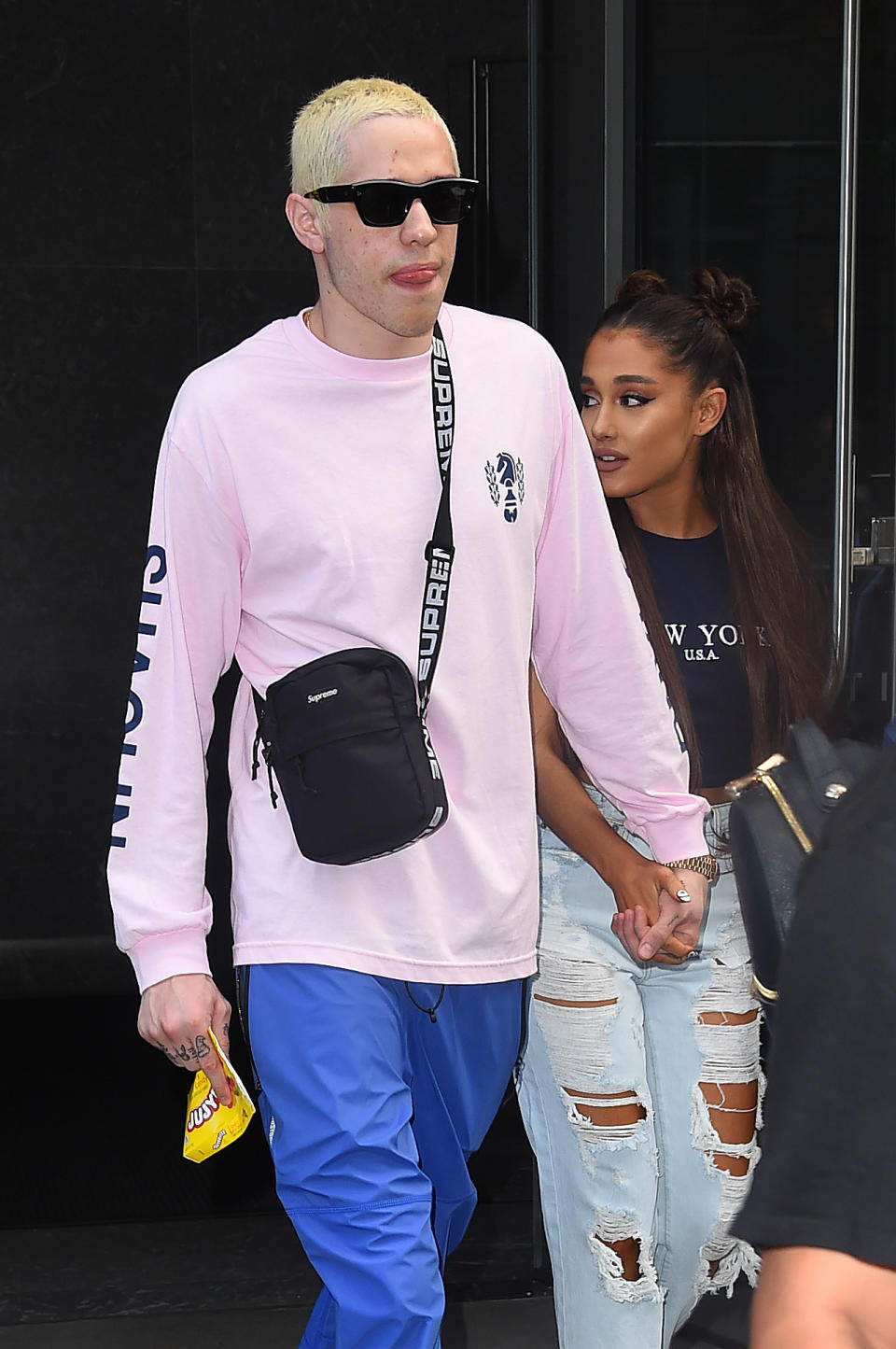 Pete Davidson and Ariana Grande on July 11 in Manhattan. (Photo: Josiah Kamau/BuzzFoto/Getty Images)