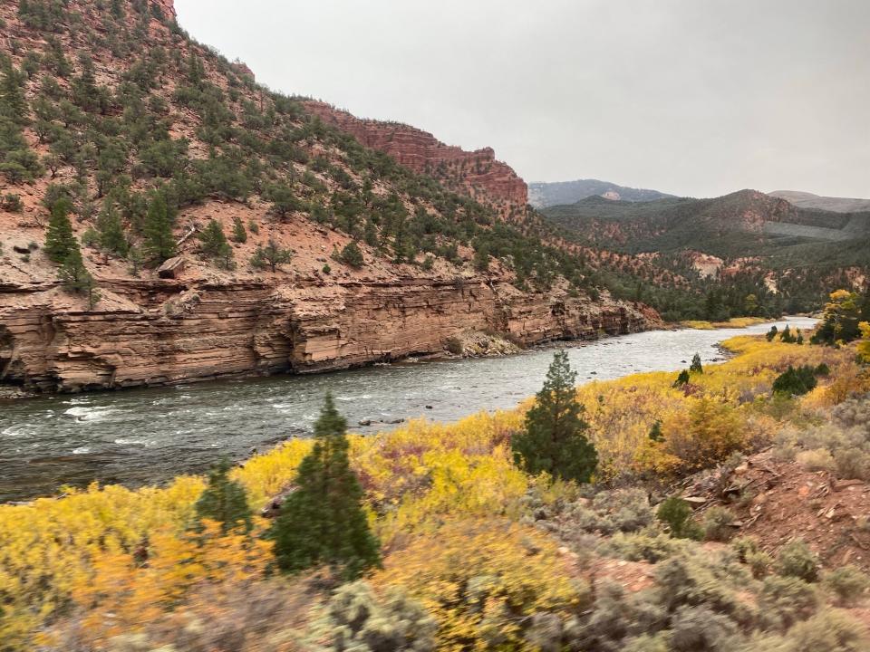 view of the rockie mountains from the amtrak train