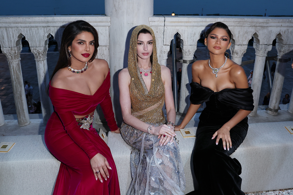 zendaya, anne hathaway, and priyanka chopra in bulgari diamonds at the brand's venice event