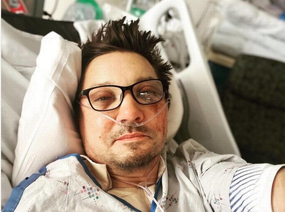 Jeremy Renner posted this photo on his Instagram page in January after the snowplow accident.