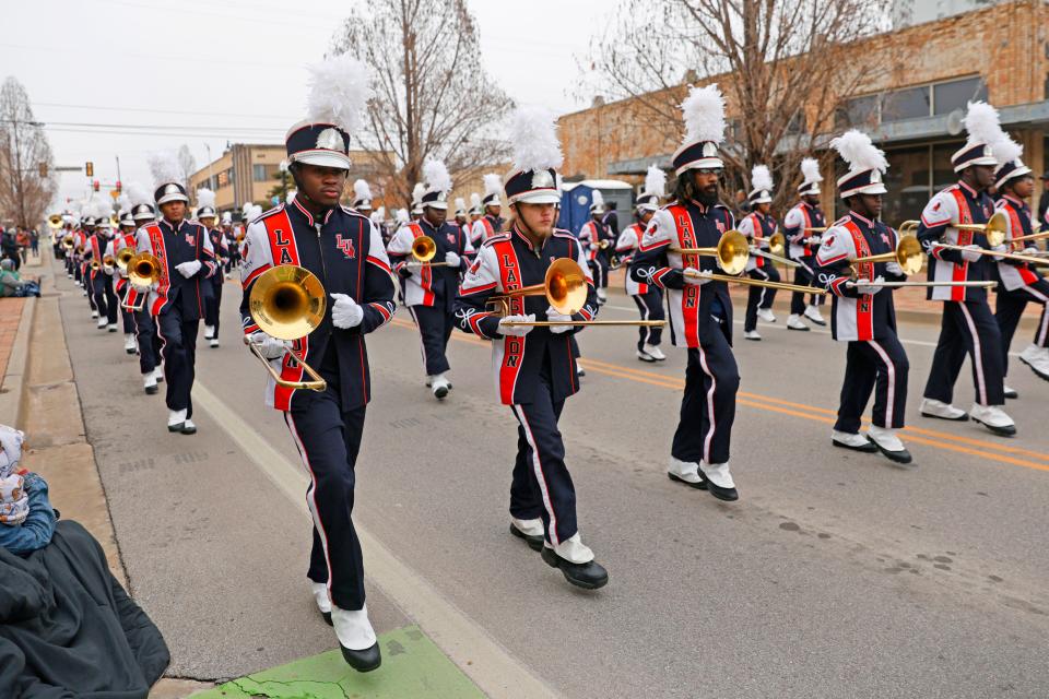 The Langston University band marches in the annual Martin Luther King Jr. Day Parade along N Walker Avenue in Oklahoma City on Jan. 27.