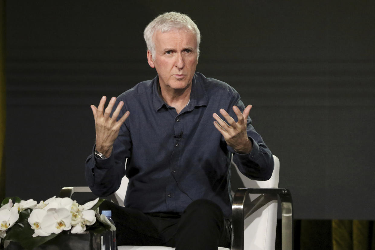 James Cameron presents the 'James Cameron's Story of Science Fiction' series during the AMC Television Critics Association Winter Press Tour on Saturday, Jan. 13, 2018, in Pasadena, Calif. (Photo by Willy Sanjuan/Invision/AP)