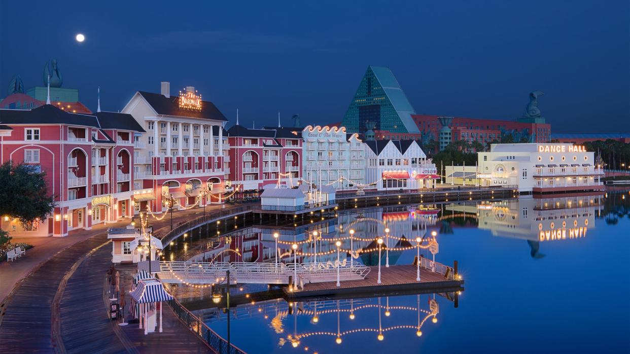 Disney's Boardwalk is lined with restaurants and open to the public, not just guests staying at the inn.