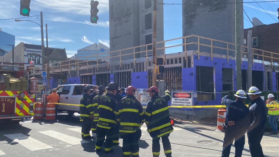 Three people were injured on Friday after a floor partially collapsed at a Wilmington construction site.