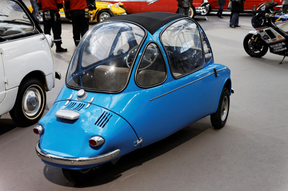 <p>Another oddity during the bubble car craze was the Kabine, which was designed by former German aircraft company Heinkel Flugzeugwerke. Like Messerschmitt, the company realised that there was a thirst for affordable transport.</p><p>What made the Kabine so unusual was that it had a reverse gear and the fabric roof served as an escape hatch, should the front door become jammed in a crash. To avoid angering BMW with its Isetta, the Kabine’s steering wheel never hinged outwards when the door was open, thus avoiding a patent war.</p>
