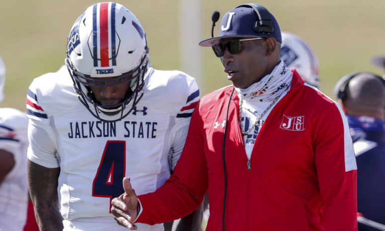 Deion Sanders coaching for Jackson State.