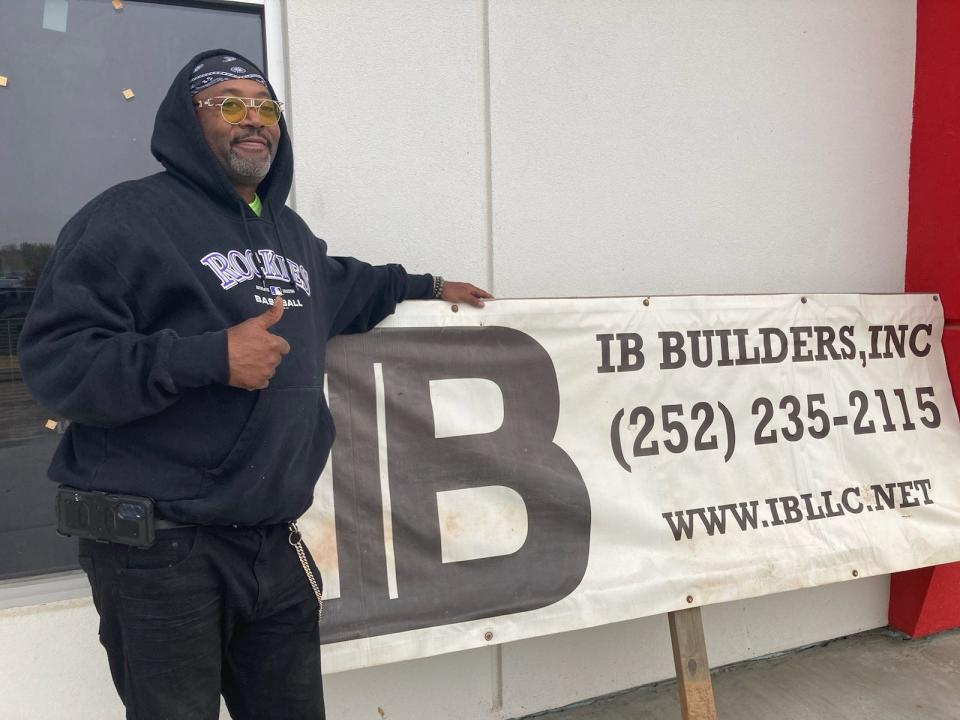 Ray Johnson, field superintendent for IM Builders, leads the construction of the new restaurant, Hwy 55, in Weaverville.