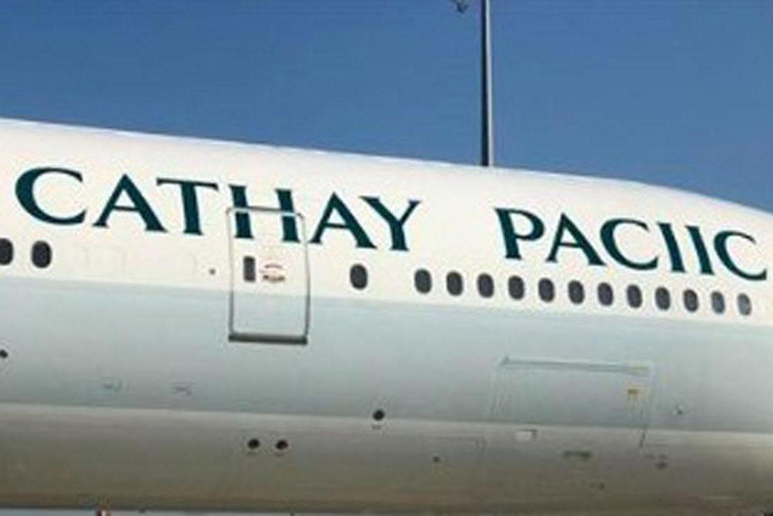 Cathay Pacific posted this image on Twitter, saying: 'Oops this special livery won't last long!': Cathay Pacific/Twitter