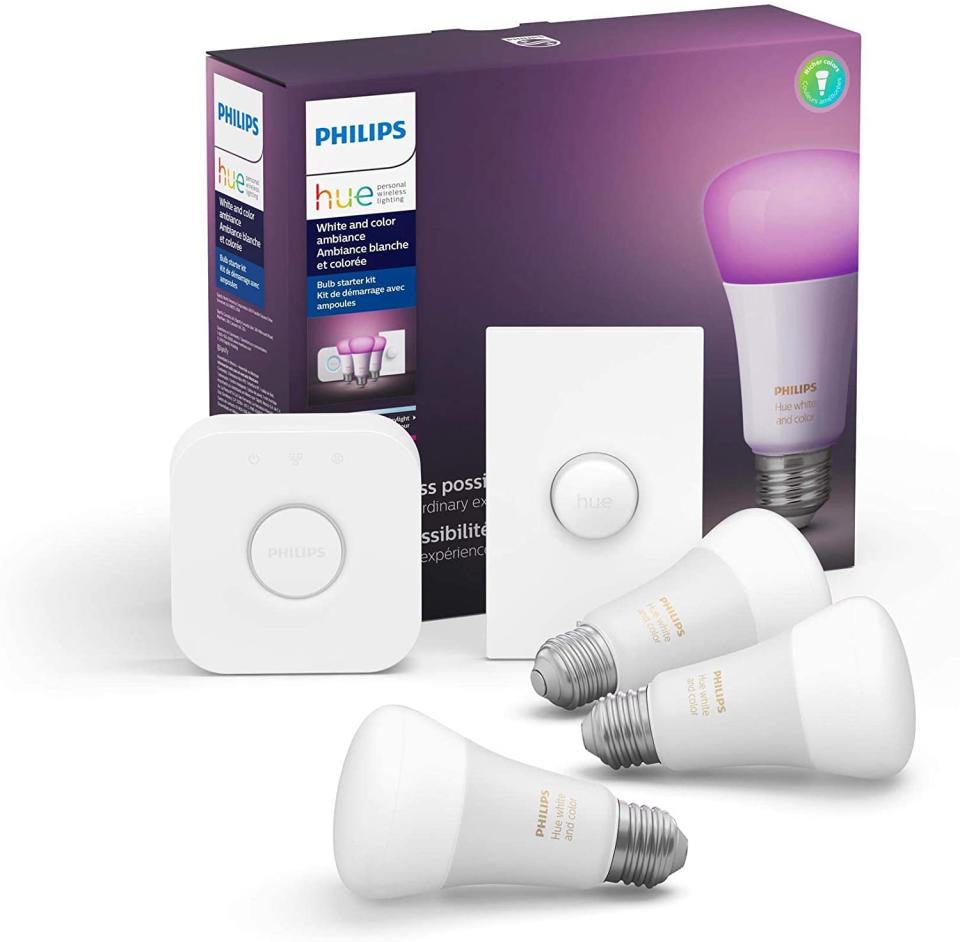 Phillips HUE smart light bulb kit with packaging.