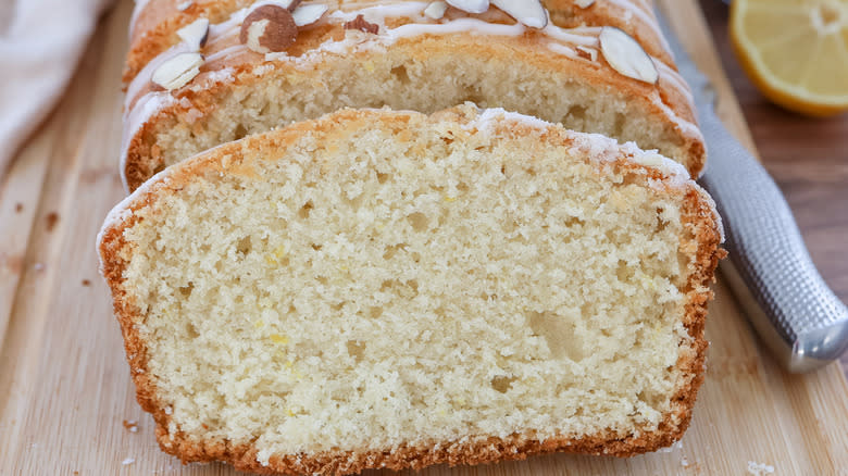 lemon bread on wooden board