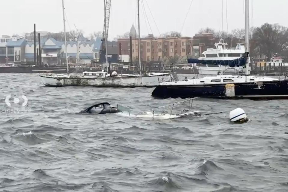 A boat was seen sinking in Sheepshead Bay during Wednesday’s storm. Citizen