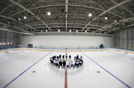 Ice Hockey – Pyeongchang 2018 Winter Olympics – Women's Training - Kwandong Hockey Centre, Gangneung, South Korea – February 9, 2018 - Korea team training. REUTERS/Brian Snyder