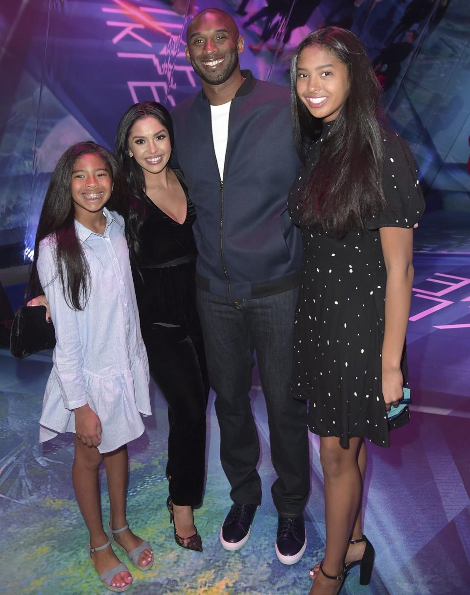 Bryant, Vanessa, Natalia and Gianna got all dressed up in 2018 for the premiere of Disney's <em>A Wrinkle in Time.</em>