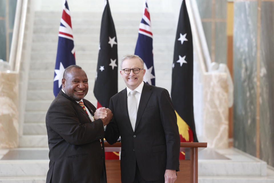 Papua New Guinea Prime Minister James Marape with Australian Prime Minister Anthony Albanese.