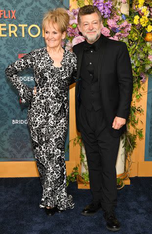 <p>Kristina Bumphrey/Variety via Getty </p> Lorraine Ashbourne and Andy Serkis at the world premiere of "Bridgerton" season 3 held at Alice Tully Hall on May 13, 2024 in New York City.