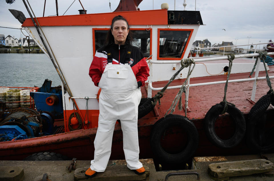 Sailor Marie Rouffet poses for a picture in the port of Le Guilvinec, France, on&nbsp;Feb. 16, 2018.
