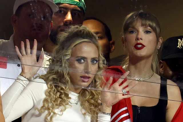 <p>Jamie Squire/Getty Images</p> Brittany Mahomes and Taylor Swift