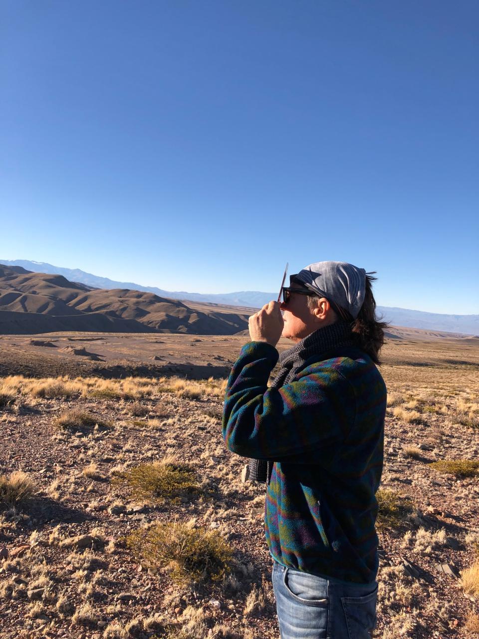 Bill Bone watches the July 2, 2019 eclipse in Mendoza, Argentina.