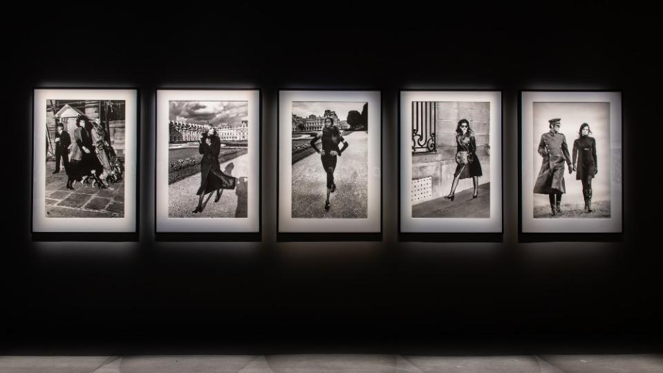 A wall of Helmut Newton's photographs from the Fact & Fiction exhibition at MOP Foundation 