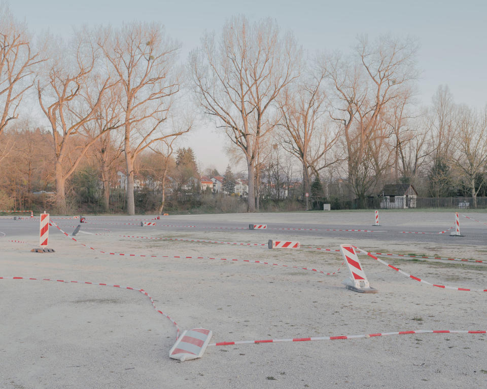 A coronavirus drive-in test facility at the Nürtingen fairground on March 26. Germany’s weekly testing capacities were boosted to about 700,000 a week, a trade group said on April 28. | Ingmar Björn Nolting—DOCKS Collective