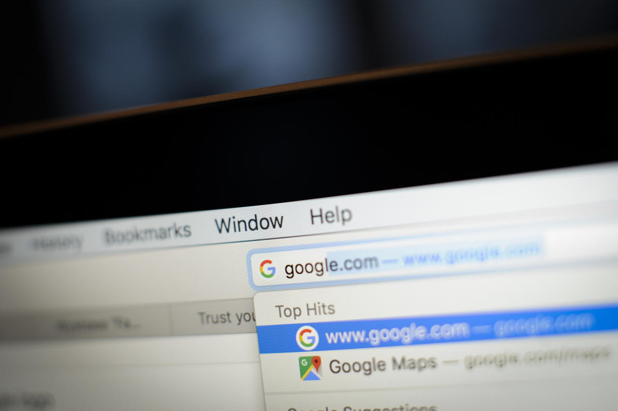 Somebody typing Google into an address bar. Photo: Jaap Arriens/SIPA USA/PA Images