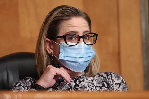 Sen. Kyrsten Sinema (D-Ariz.) attends a Senate Homeland Security and Governmental Affairs Committee meeting on Oct. 6 in Washington, D.C. (Photo: Kevin Dietsch via Getty Images)