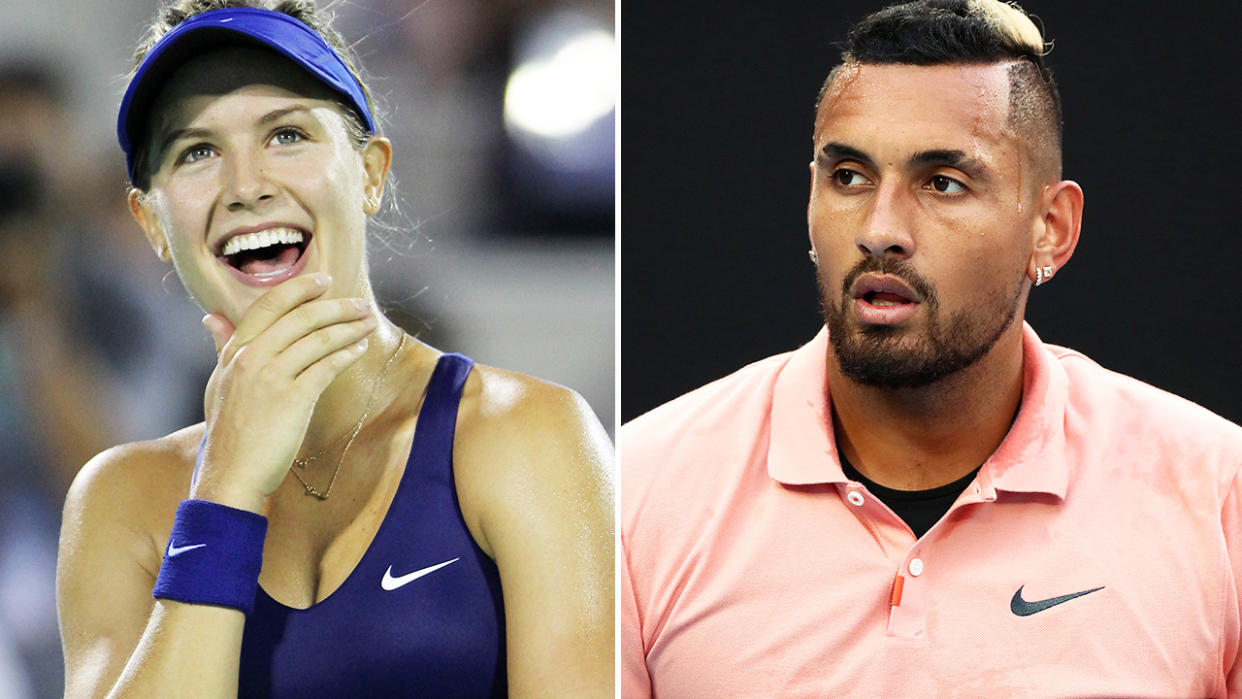 Eugenie Bouchard and Nick Kyrgios, pictured here on the tennis couirt.