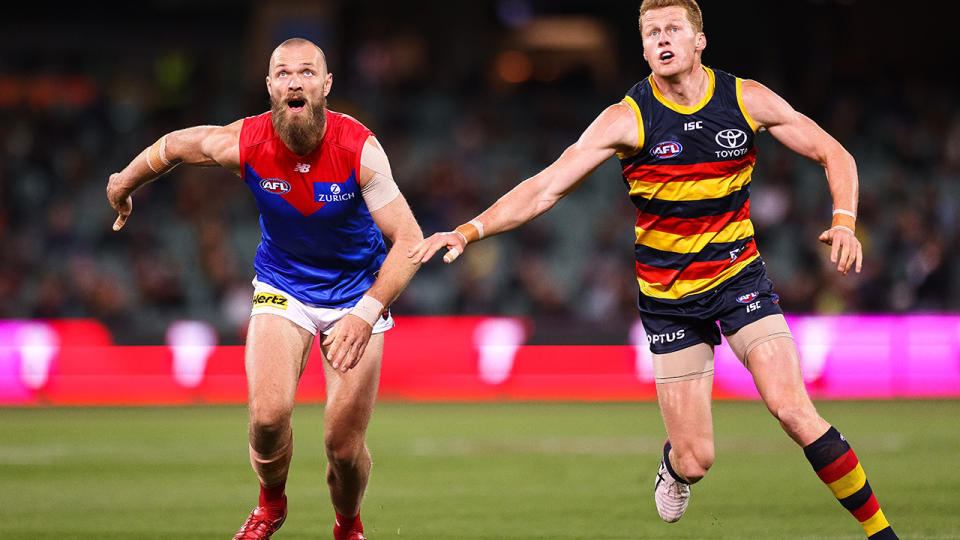 Max Gawn, pictured here in action against the Adelaide Crows.