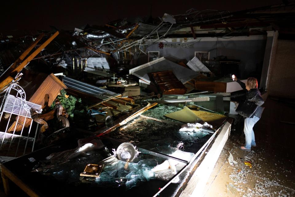 A business destroyed by a tornado in Hendersonville, Tenn., is seen, Saturday, Dec. 9, 2023.