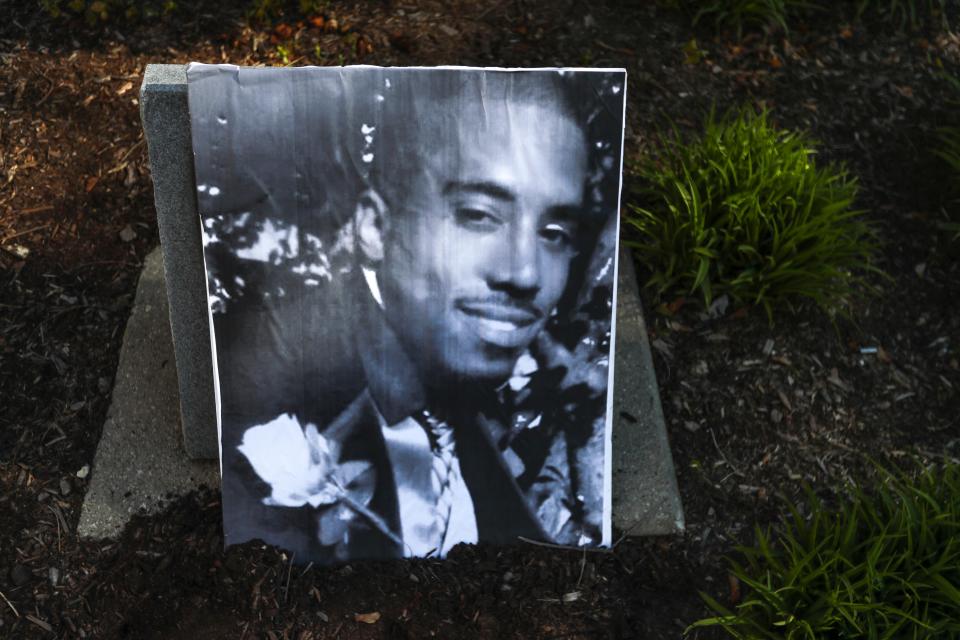 A picture of Dontre Hamilton was displayed during a ceremony remembering and celebrating his life on Saturday.