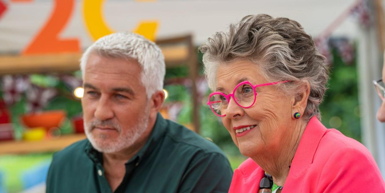 bake off stand up 2 cancer, paul hollywood and prue leith