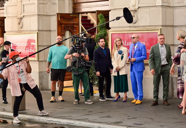 Mario Cantone, Sarah Jessica Parker, Willie Garson, David Eigenberg et Cynthia Nixon sur le tournage de 