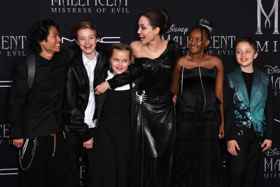 Angelina Jolie with her children (from left) Pax, Shiloh, Vivienne, Zahara, and Knox (Maddox is not pictured).