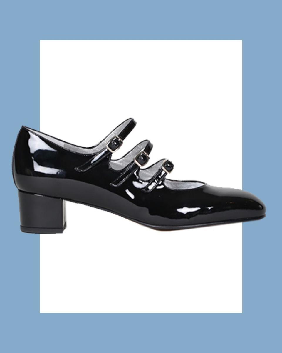 <p><a href="https://www.carel.fr/en/mary-jane/1-1-babies-cuir-verni-noir.html#/size-34" rel="nofollow noopener" target="_blank" data-ylk="slk:Shop Now;elm:context_link;itc:0;sec:content-canvas" class="link ">Shop Now</a></p><p>Kina Black Patent Leather Mary Janes</p><p>€495.00</p><p>carel.fr</p><span class="copyright">Carel </span>