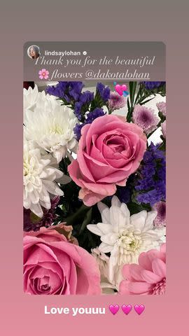 <p>Lindsay Lohan/Instagram</p> Lindsay posted a thank you to brother, Dakota to her Instagram Story on Thursday.