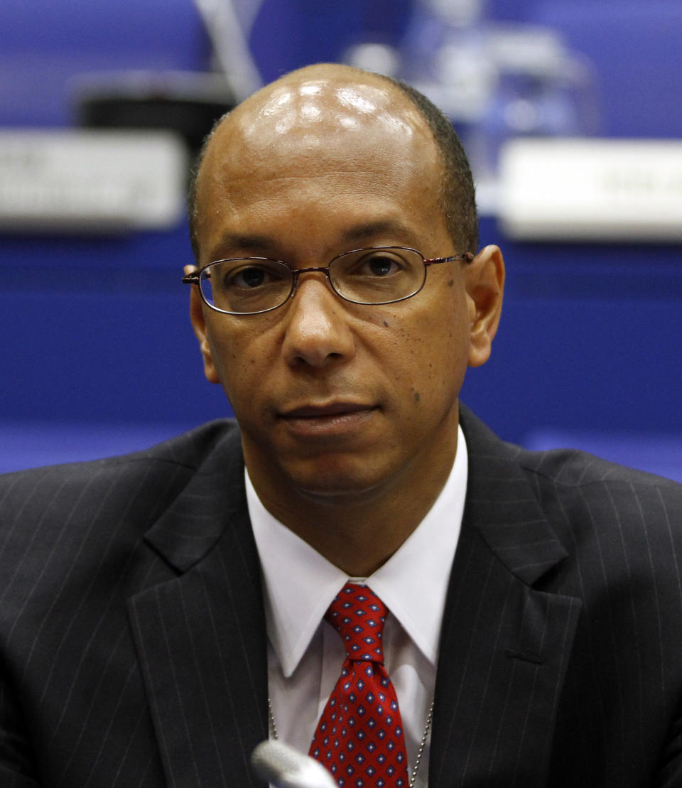 U.S. Alternate Permanent Representative to the United Nations Robert Wood waits for the start of the IAEA board of governors meeting at the International Center, in Vienna, Austria, on Wednesday, June 6, 2012. (AP Photo/Ronald Zak)