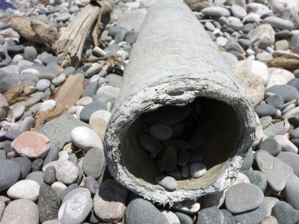 asbestos pipe on beach greece